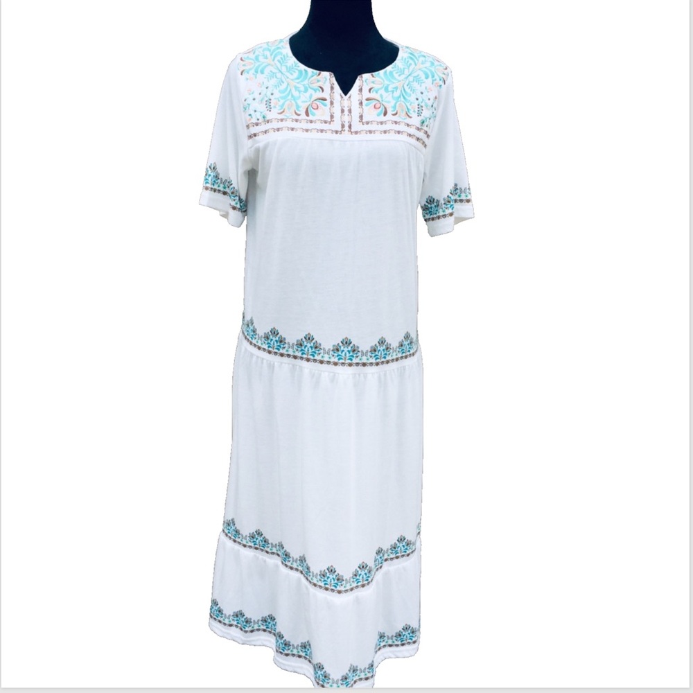 Resort Style White Tiered Dress